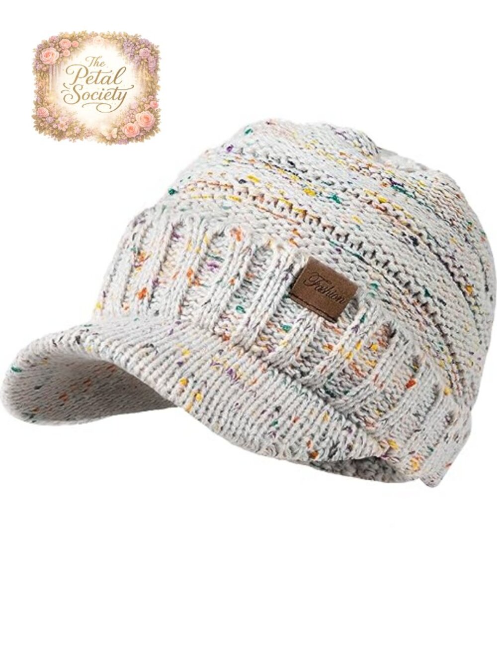 Warm Knit Beanie Hat with Visor for Women Winter